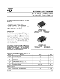 PD54003 datasheet: RF POWER TRANSISTORS THE LDMOST PLASTIC FAMILY PD54003