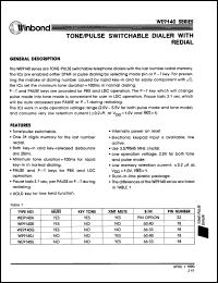 WE9140J datasheet: Tone/pulse switchable dialer with redial WE9140J