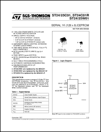 ST24C01 datasheet: SERIAL 1K (128 X 8) EEPROM ST24C01