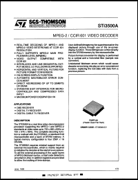 STI3500ACV datasheet: MPEG-2 / CCIR 601 video decoder STI3500ACV