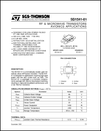 SD1541-01 datasheet: AVIONICS APPLICATIONS RF & MICROWAVE TRANSISTORS SD1541-01