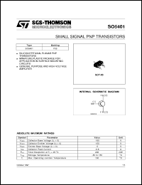 SO5401 datasheet: SMALL SIGNAL PNP TRANSISTORS SO5401