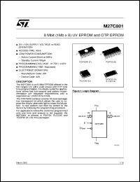 M27C801 datasheet: 8 MBIT (1MB X 8) UV EPROM AND OTP EPROM M27C801