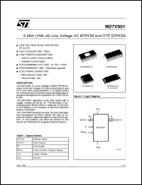 M27V801 datasheet: 8 MBIT (1MB X8) LOW VOLTAGE UV EPROM AND OTP EPROM M27V801