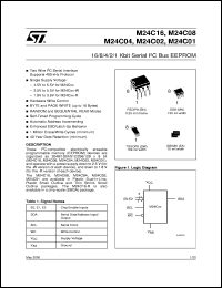 M24C01-MN6 datasheet: 16K/8K/4K/2K/1K SERIAL I 2 C BUS EEPROM M24C01-MN6