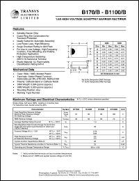 B190 datasheet: 1A high voltage schottky barrier rectifier, 90V B190