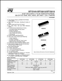 ST72101G1 datasheet: 8-BIT MICROCONTROLLER (MCU) WITH 4 TO 8K ROM/OTP/EPROM, 256 BYTES RAM, ADC, WGD, TIMERS, SPI - SO28, SDIP32 ST72101G1