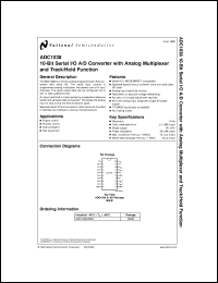 ADC1038CIWM datasheet: 10-Bit Serial I/O A/D Converters with Analog Multiplexer and Track/hold Function ADC1038CIWM