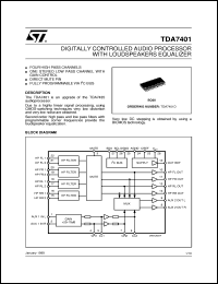 TDA7401 datasheet: DIGITALLY CONTROLLED AUDIO PROCESSOR WITH LOUDSPEAKERS EQUALIZER TDA7401