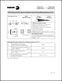 1.5SMC200CA datasheet: 200 V, 1 mA, 1500 W unidirectional and bidirectional surface mounted transient voltage suppressor diode 1.5SMC200CA