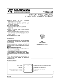 TEA2018A datasheet: CURRENT MODE SWITCHING POWER SUPPLY CONTROL CIRCUIT TEA2018A