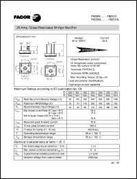 FB2510L datasheet: 1000 V, 25 A glass passivated bridge rectifier FB2510L