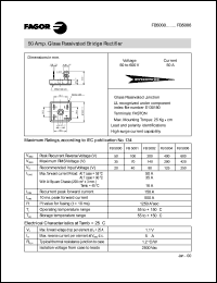 FB5002 datasheet: 200 V, 50 A glass passivated bridge rectifier FB5002