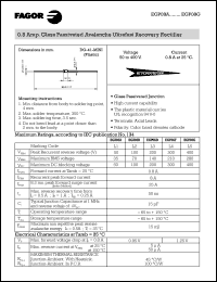 EGP08G datasheet: 400 V, 0.8 A glass passivated avalanche ultrafast recovery rectifier EGP08G