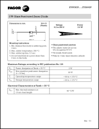 ZY75GP datasheet: 75 V, 10 mA, 2 W glass passivated zener diode ZY75GP