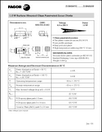 Z1SMA180 datasheet: 180 V, 5 mA, 1 W surface mounted glass passivated zener diode Z1SMA180