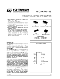 HCF4018B datasheet: PRESETTABLE DIVIDE-BY-N COUNTER HCF4018B