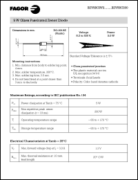 BZV58C200 datasheet: 200 V, 5 mA, 5 W glass passivated zener diode BZV58C200