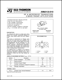 AM83135-010 datasheet: S-BAND RADAR APPLICATIONS RF & MICROWAVE TRANSISTORS AM83135-010