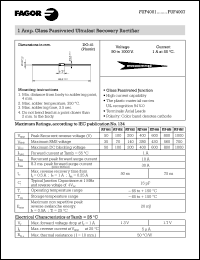 FUF4006 datasheet: 800 V, 1 A glass passivated ultrafast recovery rectifier FUF4006