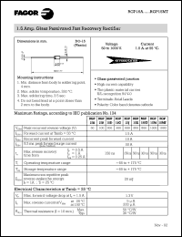 RGP15M datasheet: 1000 V, 1.5 A glass passivated fast recovery rectifier RGP15M