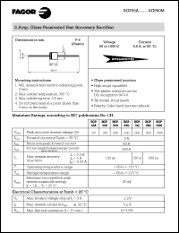 RGP50M datasheet: 1000 V, 5 A glass passivated fast recovery rectifier RGP50M