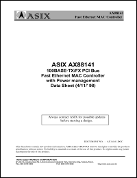 AX88141 datasheet: 0.5-7.0V; 100BASE - TX/FX PCI bus fast ethernet MAC controller AX88141