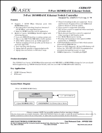 AX88615P datasheet: 0.3-4.0V; 5-port 10/100BASE ethernet switch controller AX88615P