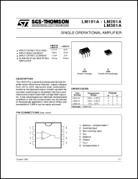 LM101A datasheet: SINGLE BIPOLAR OPERATIONAL AMPLIFIERS LM101A