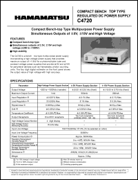 C4720 datasheet: InputV: +200-1500V; 1-500mA; compact bench-top type regulated DC power supply simultaneous outputs of +-5V, +-15V and high voltage C4720