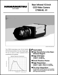 C7500-50 datasheet: No of pixels:768x494; near infrared 1/2-inch CCD video camera C7500-50