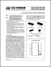 HCF4014B datasheet: 8-STAGE STATIC SHIFT REGISTERS HCF4014B