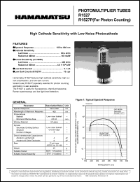 R1527P datasheet: Spectral responce: 185 to 680nm; 1280Vdc; anode current: 0.1mA; hotomultiplier tube R1527P