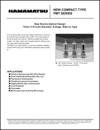 R6353 datasheet: Spectral responce:185-680nm; new compact type PMT R6353