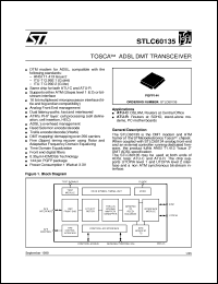 STLC60135 datasheet: TOSCA ADSL DMT TRANSCEIVER STLC60135