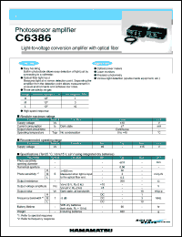C6386 datasheet: Supply voltage: +-18V; light-to-voltage conversion photosensor amplifier with optical fiber C6386
