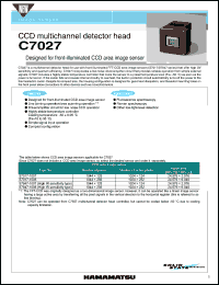 C7027 datasheet: CCD multichannel detector head. Designed for front-illuminated CCD area image sensor C7027