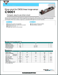 C9001 datasheet: Supply voltage: +7V; driver circuit for CMOS linear image sensor: compact and easy to use C9001