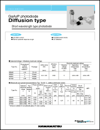 G6262 datasheet: Active area size:0.8x0.8mm; reverse voltage:5V; GaAsP photodiode. Short-wavelength type photodiode. For analytical instruments, UV detection G6262