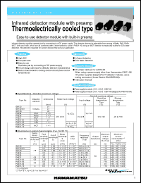 P4639 datasheet: Active area size:4x5mm; rated input voltage:+-15 +-0.5V; infrared detector mudule with preamp thermoelectrically cooled type: easy-to-use detector module with built-in preamplifier. For infrared detection and CO2 laser detection P4639