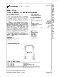 ADC1175-50CIMT datasheet: 8-Bit, 50MSPS, 125mW A/D Converter ADC1175-50CIMT