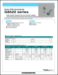 G8522-01 datasheet: Reverse voltage:30V; spectral response range:470-870nm; InGaAs PIN photodiode: high-speed response at low reverse voltage. For optical fiber communications, fiber channels and gigabit ethernet G8522-01