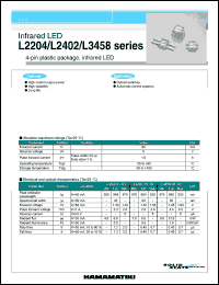 L3458 datasheet: 65mA; 5V; 1.0A; infrared LED. For optical switches and automatic control systems L3458