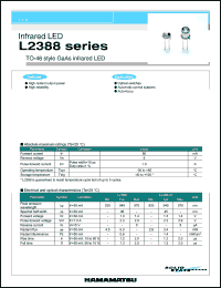 L2388 datasheet: 80mA; 5V; 1.0A; infrared LED. For auto-focus, optical switches and automatic control systems L2388