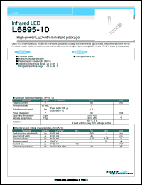 L6895-10 datasheet: Forward current:60mA; 5V; high power infrared LED with miniature package. For rotary encoders, etc L6895-10