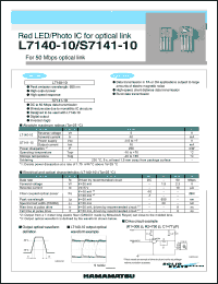 L7140-10 datasheet: Forward current:40mA; 5V; red LED/photo IC for 50 Mbps optical link L7140-10