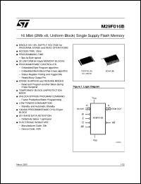 M29F016B datasheet: 16 MBIT (2MB X8, UNIFORM BLOCK) SINGLE SUPPLY FLASH MEMORY M29F016B