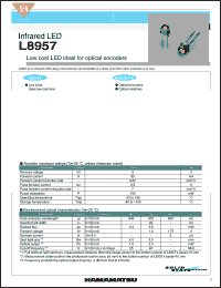 L8957 datasheet: 5V; forward current:80mA; 150mW; infrared LED: low cost LED ideal for optical encoders and optical switches L8957