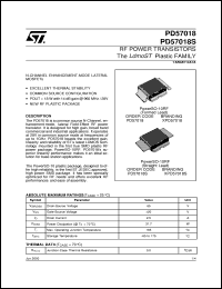 PD57018 datasheet: RF POWER TRANSISTORS THE LDOMST PLASTIC FAMILY PD57018