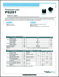 P6291 datasheet: 5V; 50mA; 80mW; photointerrupter: photo IC output. For timing detection for copier, printer, etc ; rotary encoder ; tape end detection for VTR, tape recorder, etc. P6291